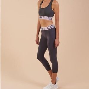 GYMSHARK Charcoal/Chalk Pink Fit Cropped Leggings
